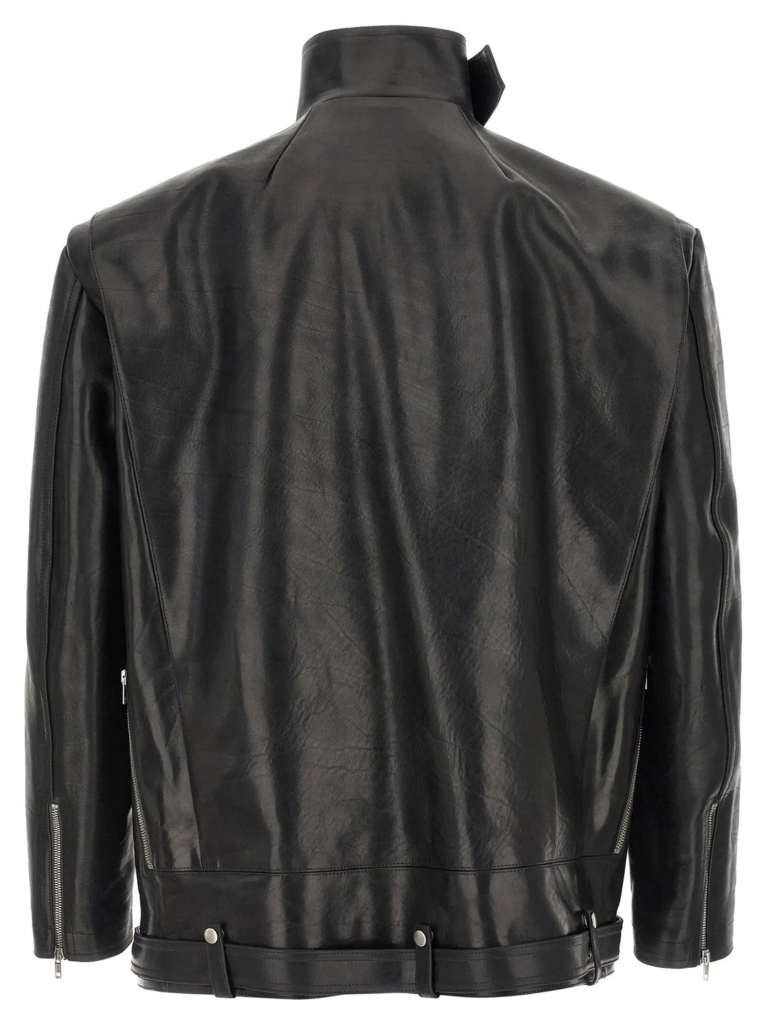 Rick Owens Black Bull Skin Leather Jacket