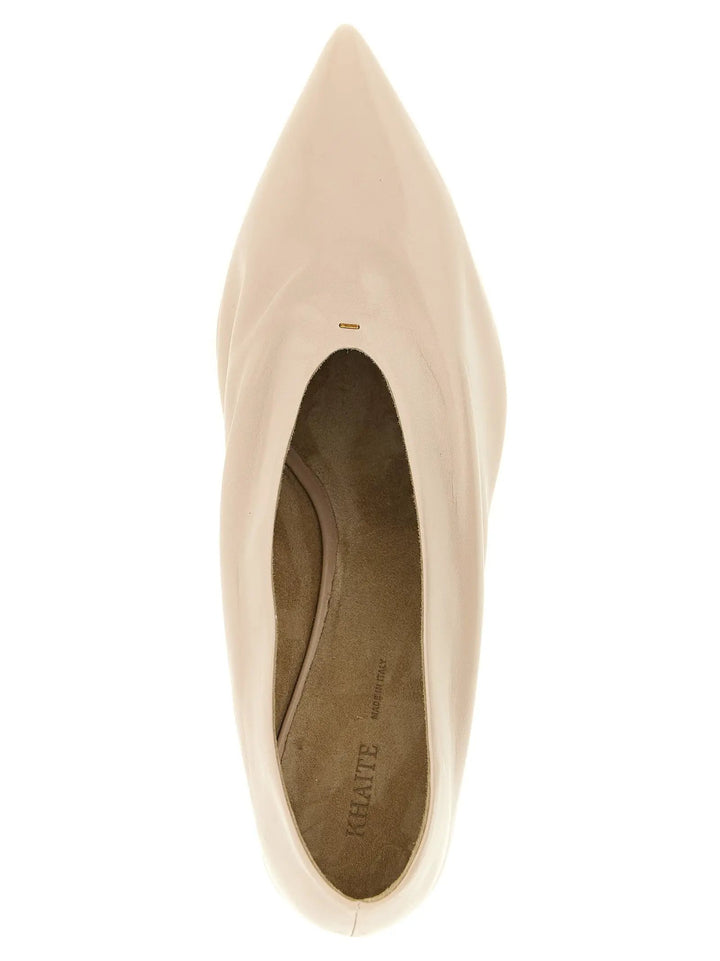 Khaite Beige Calfskin Mid Heel Pumps