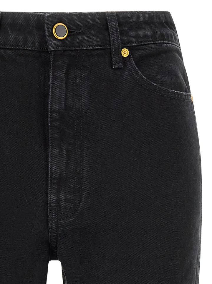 Khaite Black Cotton Flared Jeans