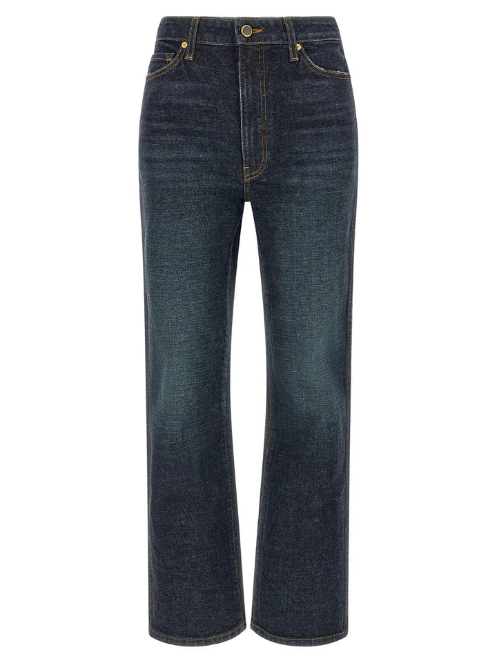 Khaite Blue Cotton Flared Jeans