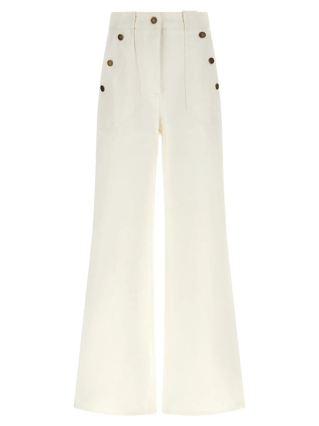 Max Mara White Cotton Flared Pants