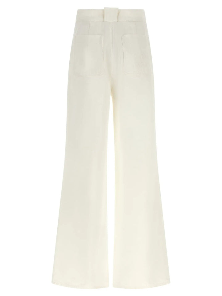 Max Mara White Cotton Flared Pants