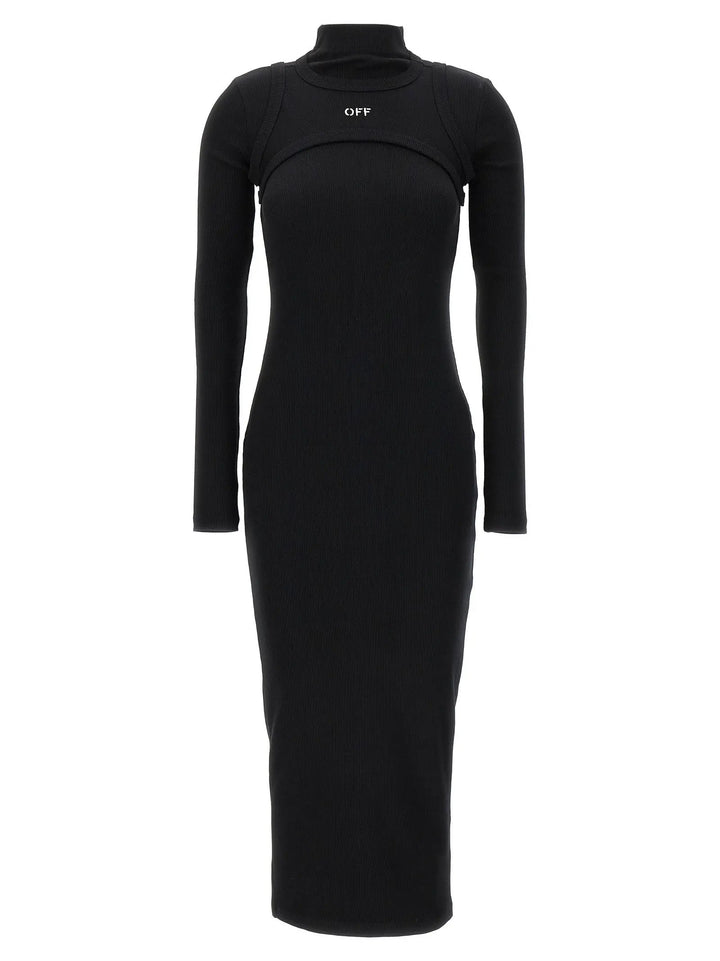 Off-White Black Cotton Midi Dress