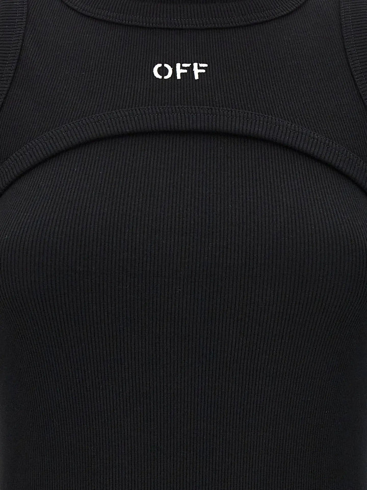 Off-White Black Cotton Midi Dress