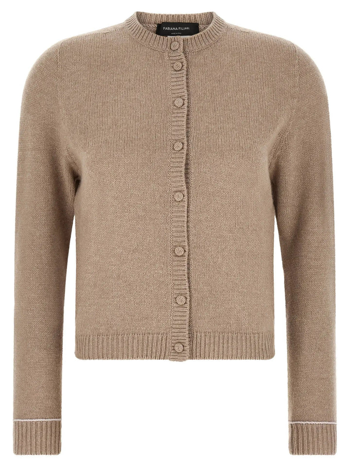 Fabiana Filippi Beige Virgin Wool Cardigan