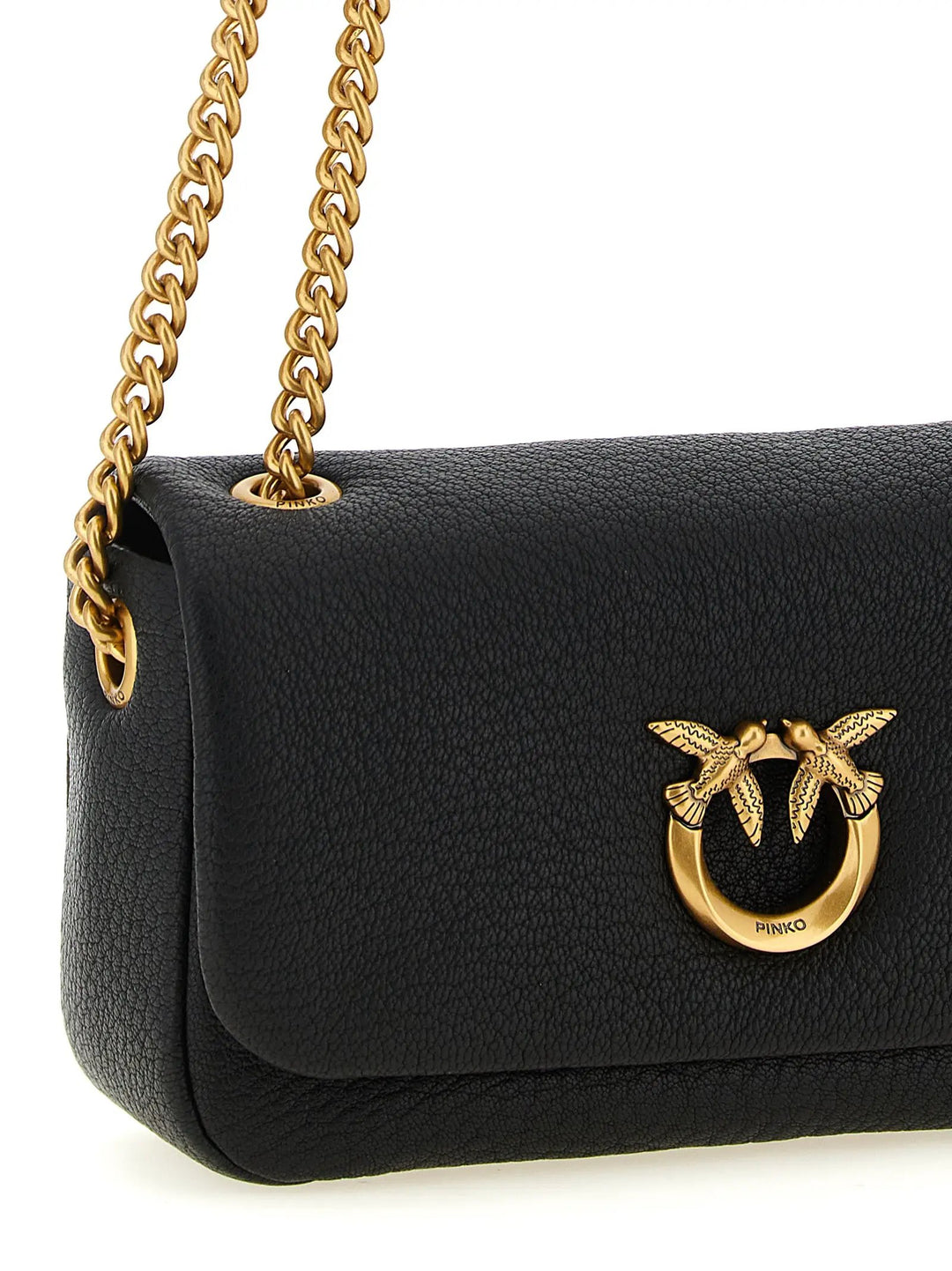 PINKO Black Lamb Leather Shoulder Bag