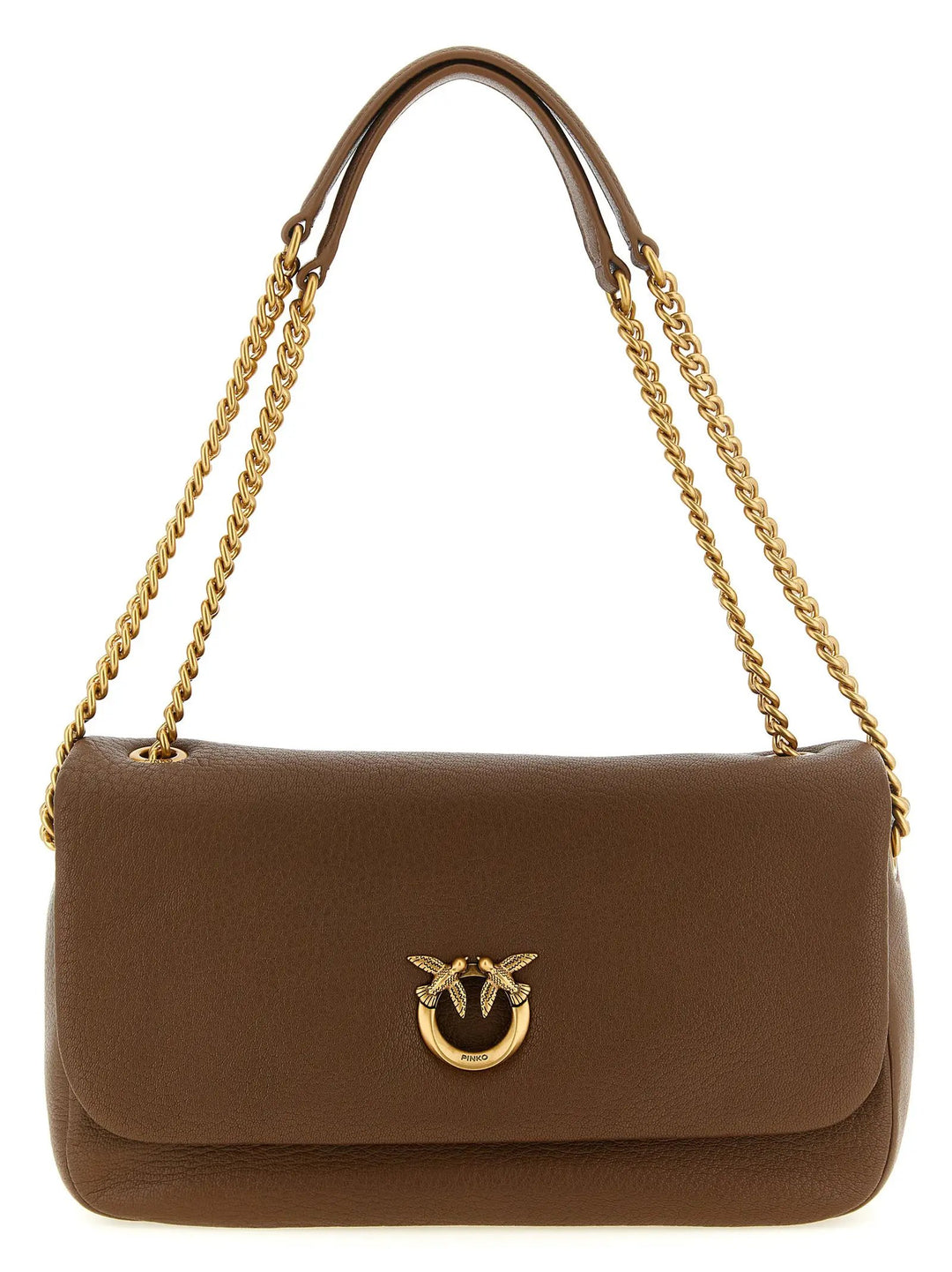 PINKO Brown Lamb Leather Shoulder Bag