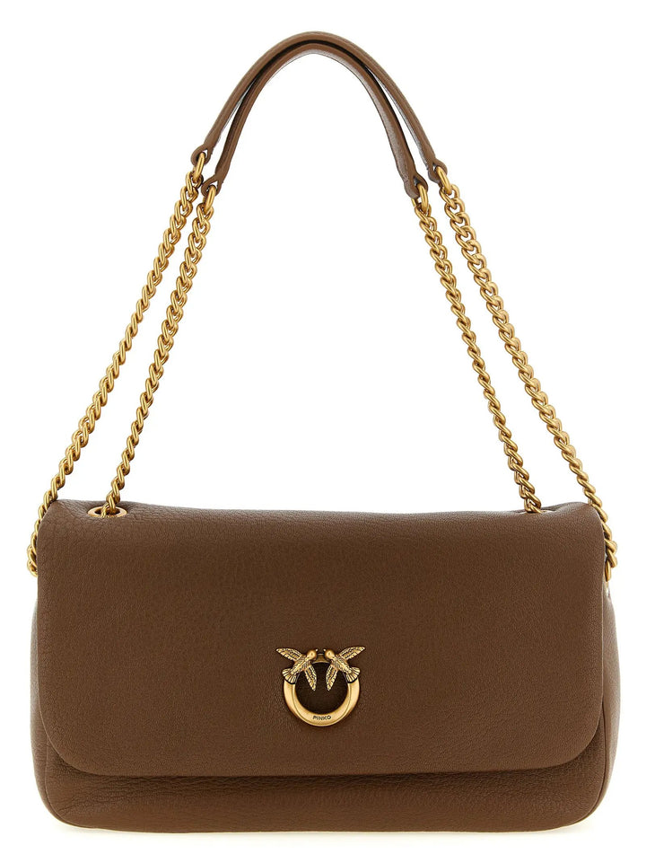 PINKO Brown Lamb Leather Shoulder Bag