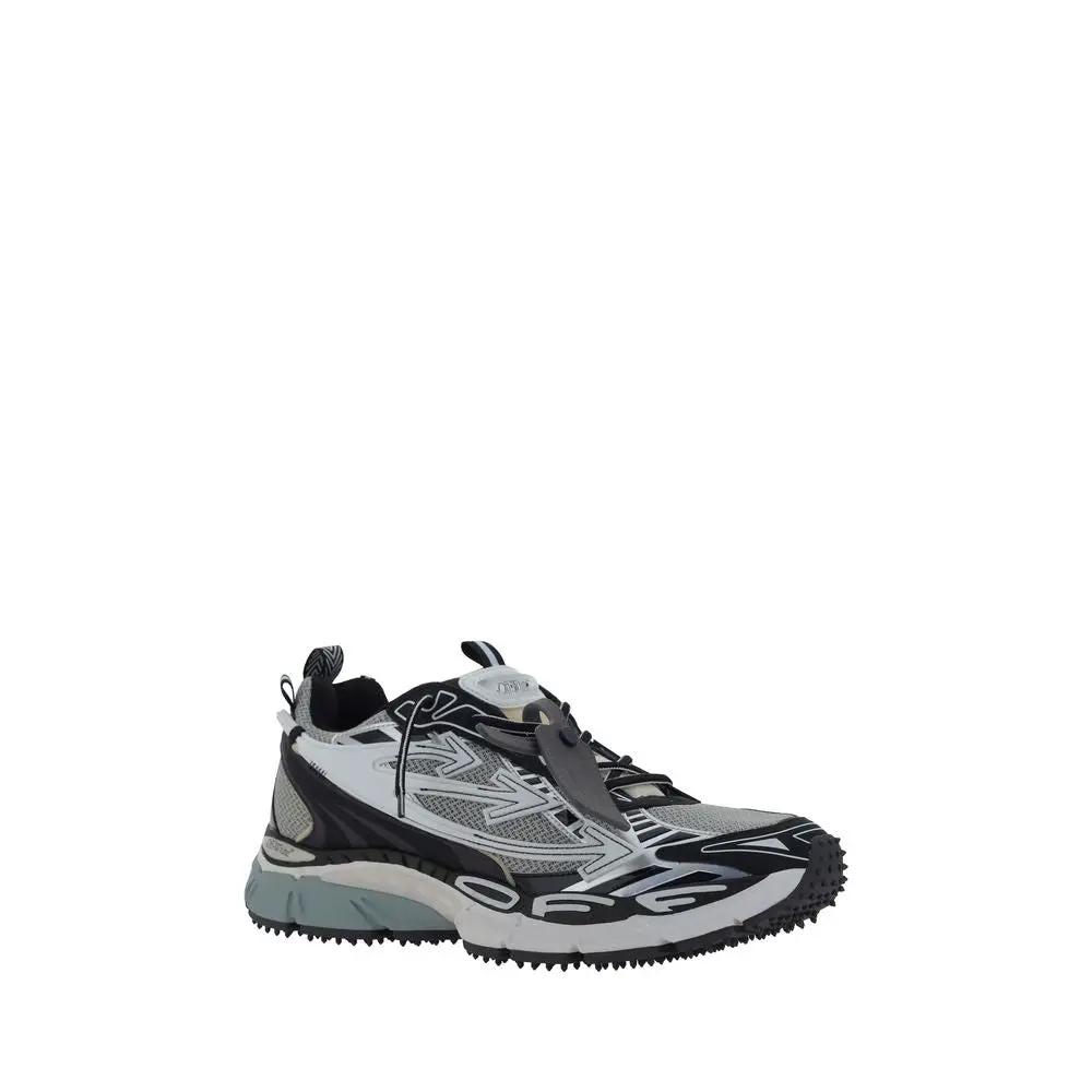 Off-White Gray Polyurethane Athletic Sneakers