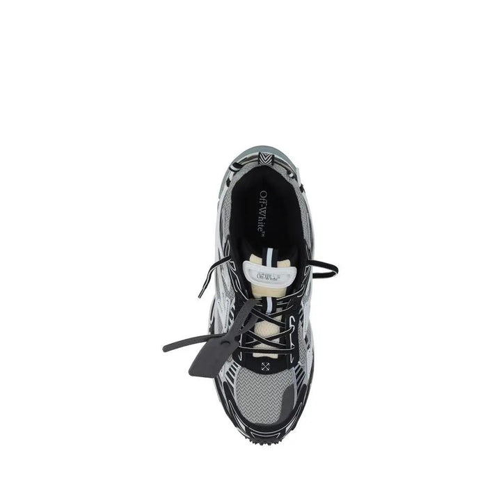 Off-White Gray Polyurethane Athletic Sneakers
