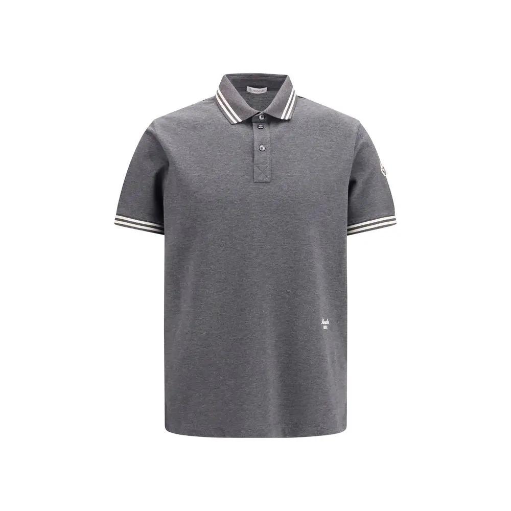 Moncler Gray Cotton Polo Shirt