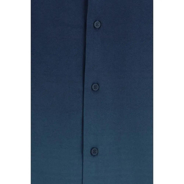 Off-White Blue Viscose Pattern Shirt