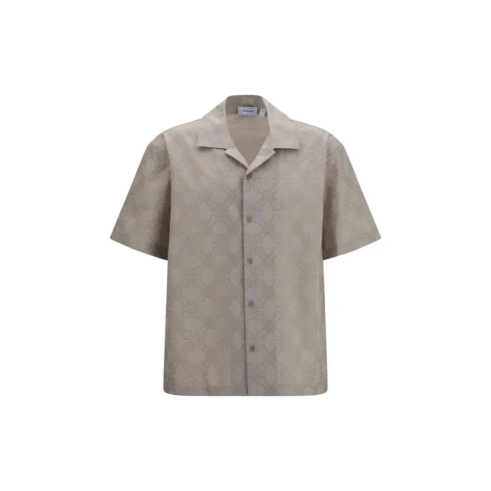 Off-White Beige Cotton Pattern Shirt