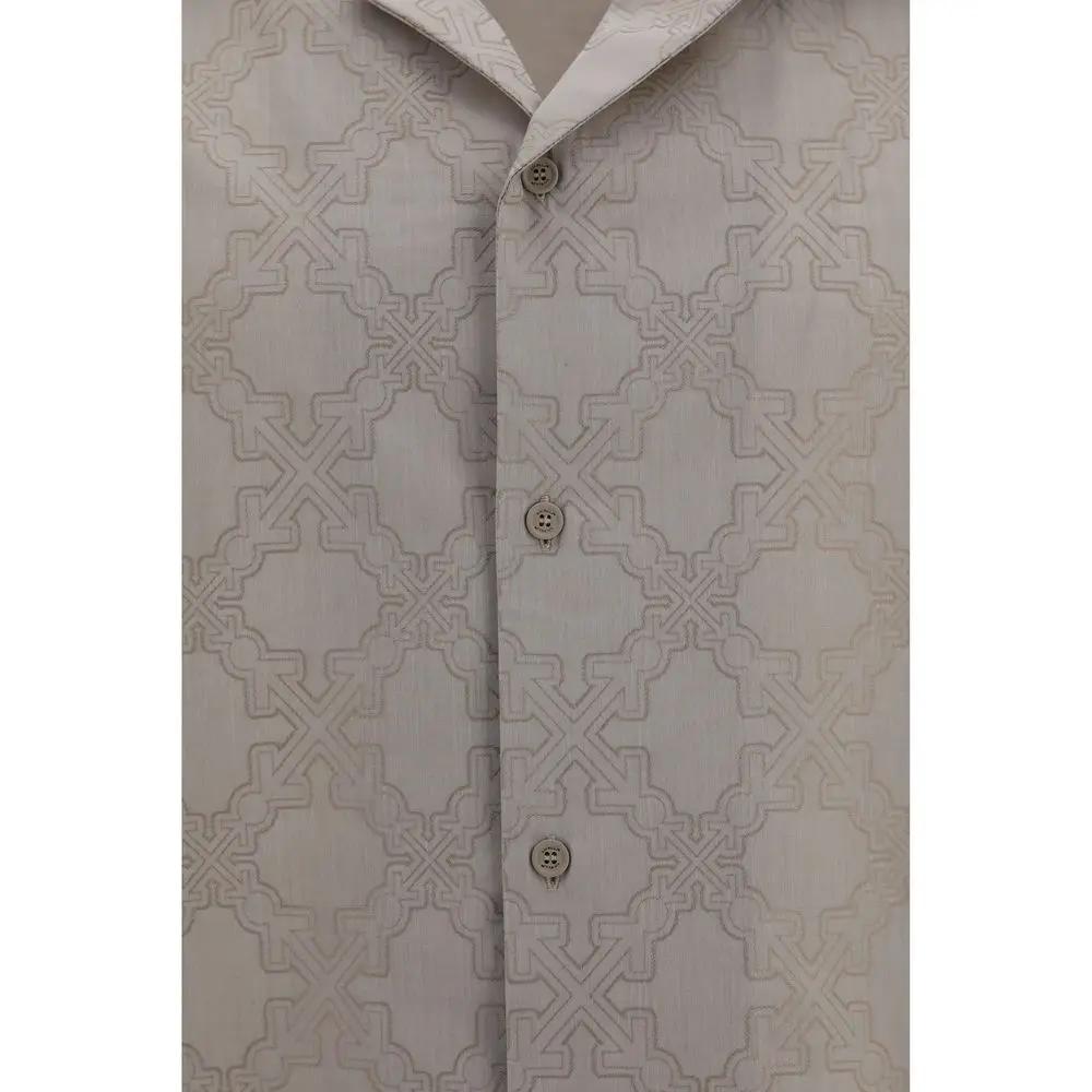 Off-White Beige Cotton Pattern Shirt