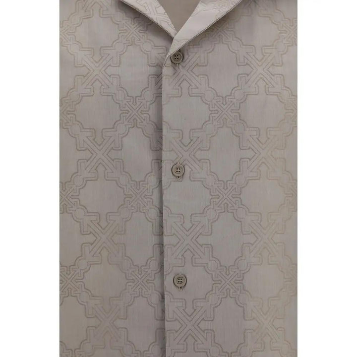 Off-White Beige Cotton Pattern Shirt
