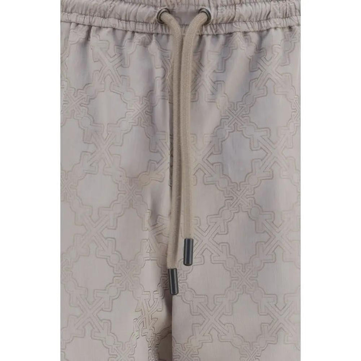 Off-White Beige Cotton Casual Pants