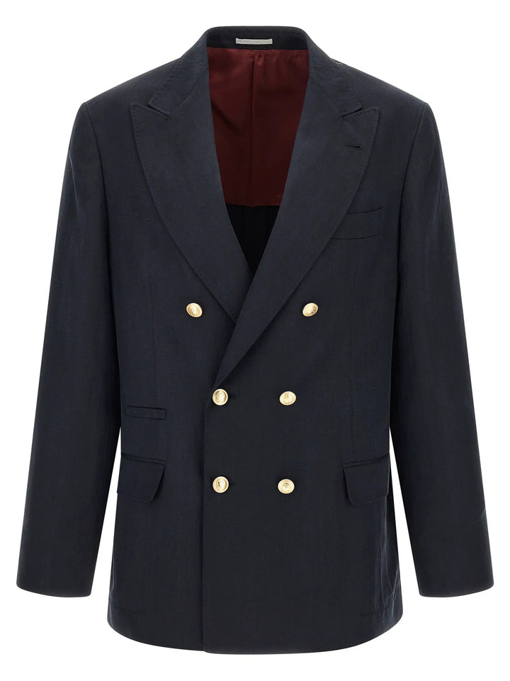 Brunello Cucinelli Blue Silk Blazer