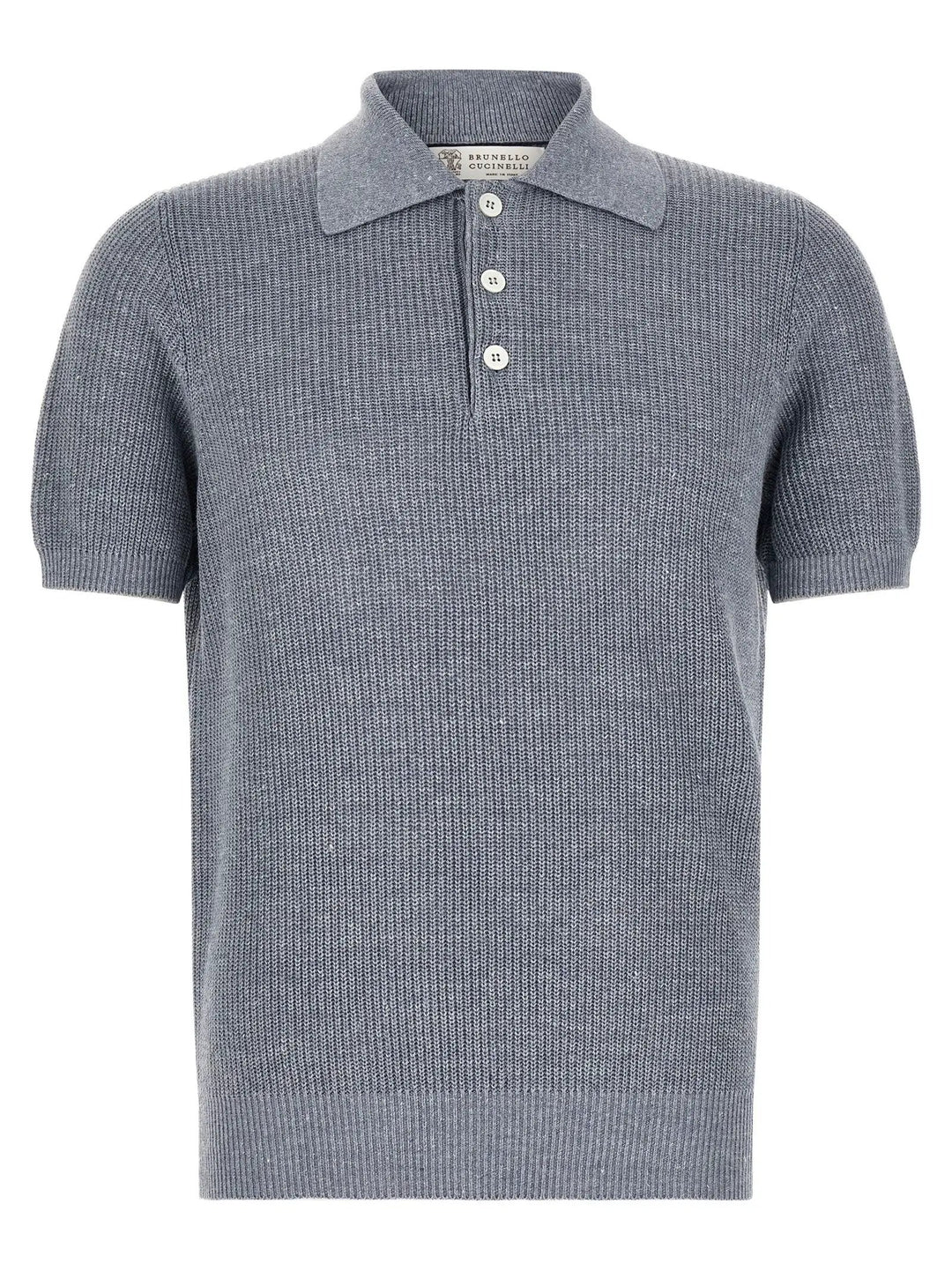 Brunello Cucinelli Blue Linen Polo Shirt