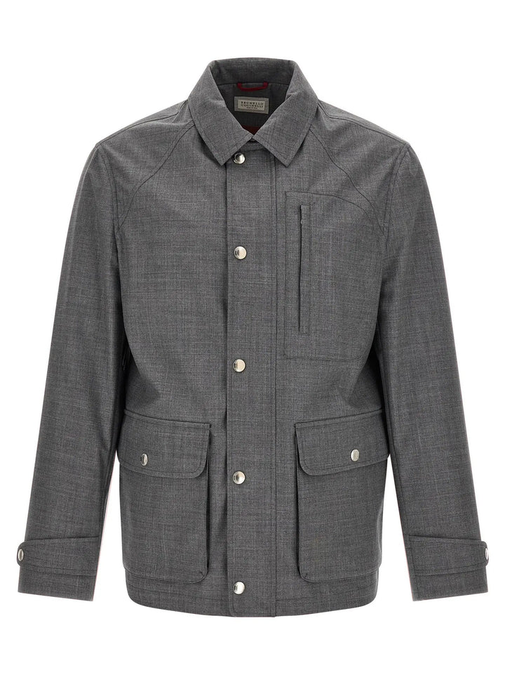 Brunello Cucinelli Gray Virgin Wool Full-Length Jacket