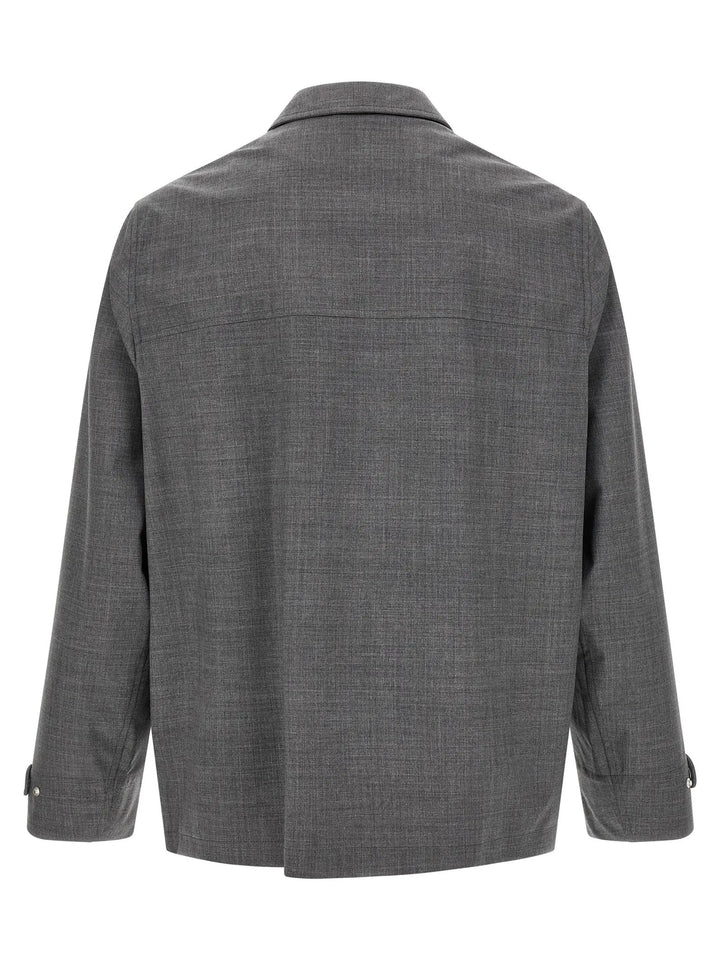 Brunello Cucinelli Gray Virgin Wool Full-Length Jacket