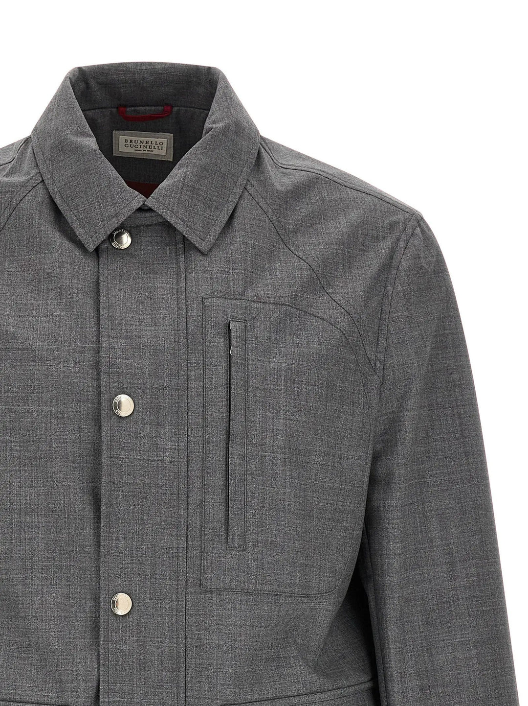 Brunello Cucinelli Gray Virgin Wool Full-Length Jacket