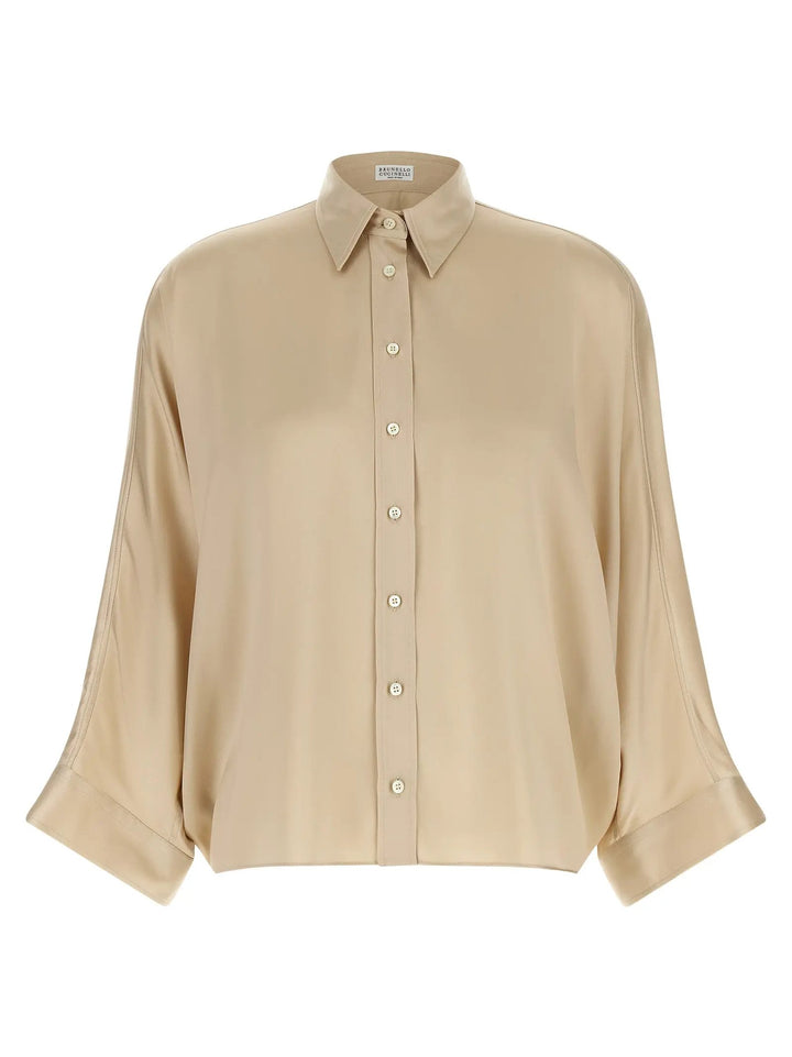 Brunello Cucinelli Beige Silk Blouse