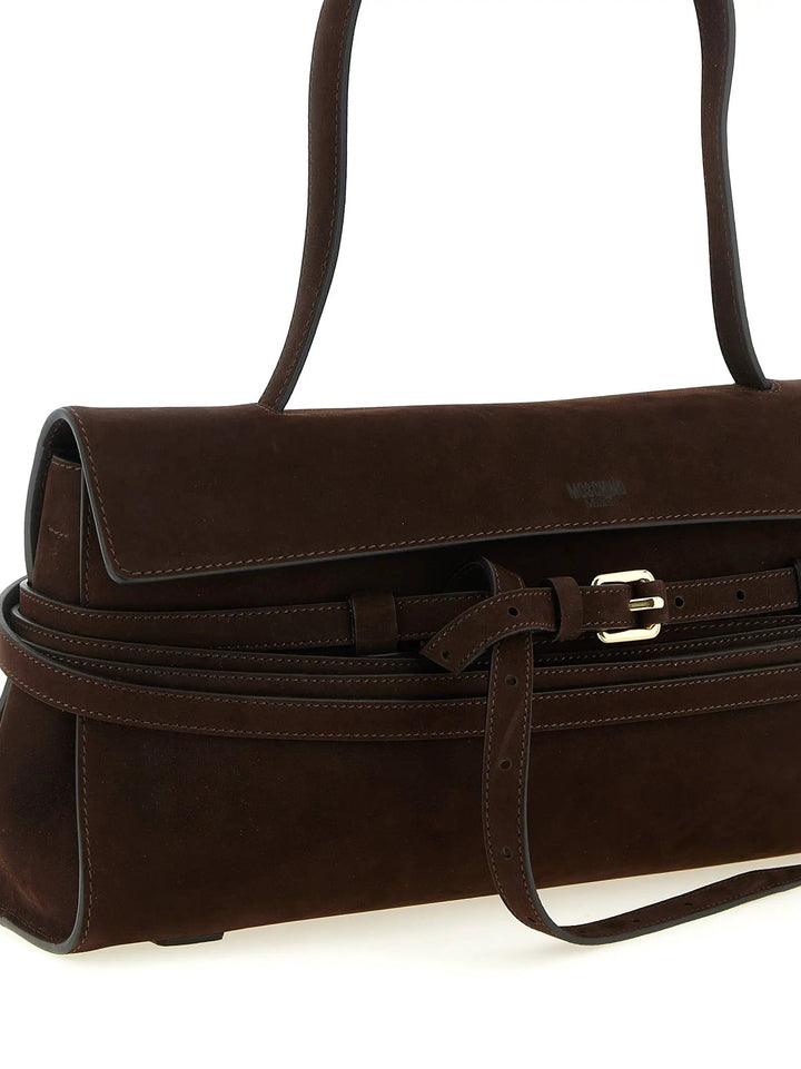 Moschino Brown Calfskin Shoulder Bag