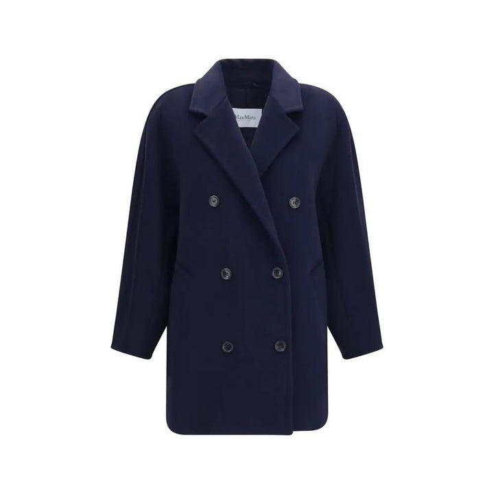 Max Mara Blue Wool Oves Aries Full-Length Jacket