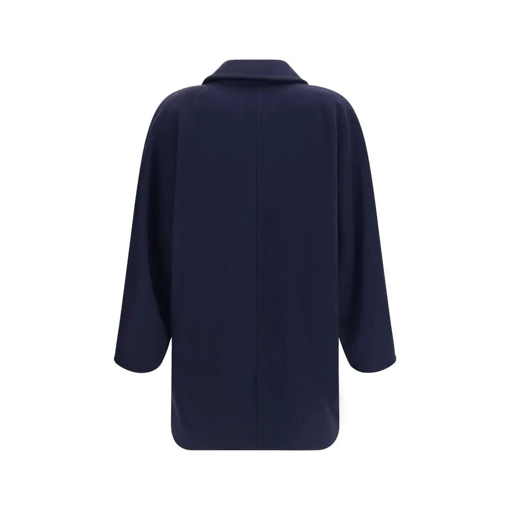 Max Mara Blue Wool Oves Aries Full-Length Jacket