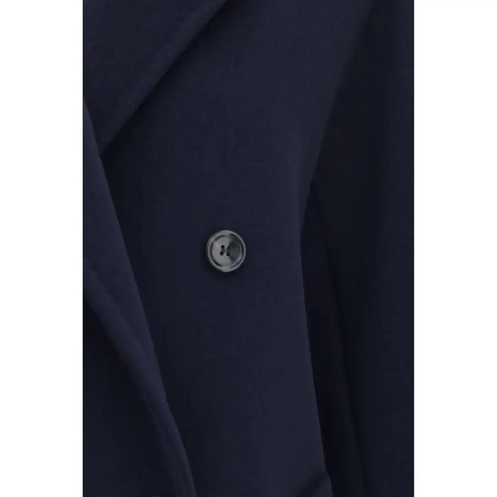 Max Mara Blue Wool Oves Aries Full-Length Jacket