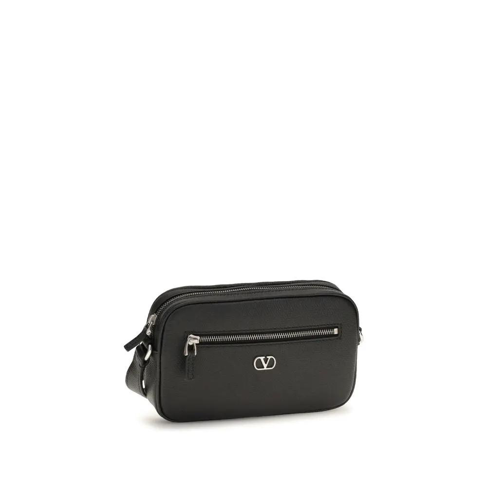 Valentino Garavani Black Calf Leather Bos Taurus Shoulder Bag