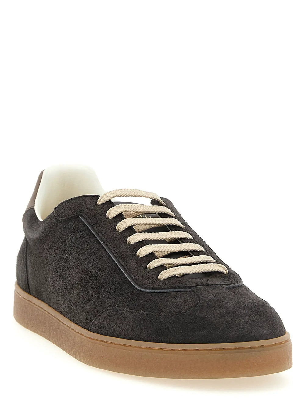 Brunello Cucinelli Sample Sale | Brunello Cucinelli Gray Calfskin Low Top Sneakers - | Designer outlet