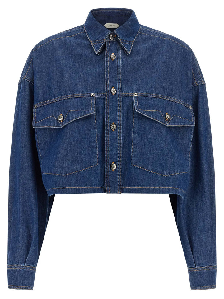 Versace Sample Sale | Versace Blue Cotton Blouse - | Designer outlet