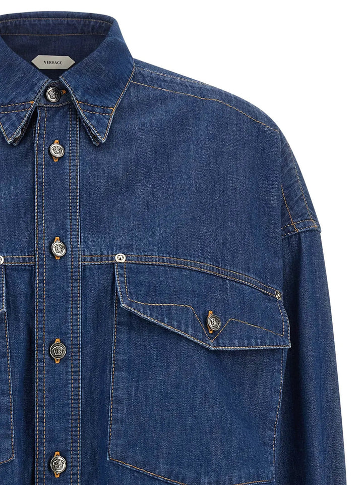 Versace Sample Sale | Versace Blue Cotton Blouse - | Designer outlet