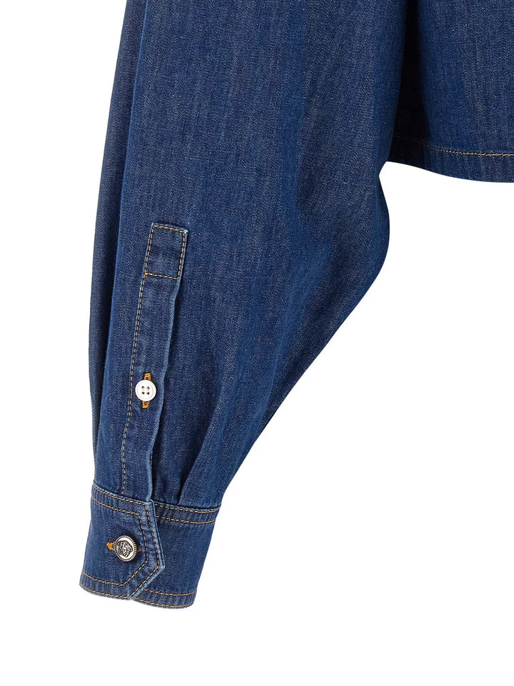 Versace Sample Sale | Versace Blue Cotton Blouse - | Designer outlet