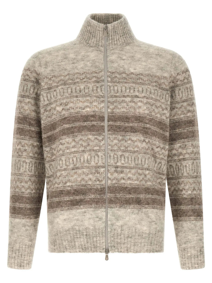Brunello Cucinelli Sample Sale | Brunello Cucinelli Beige Alpaca Leather Cardigan - | Designer outlet
