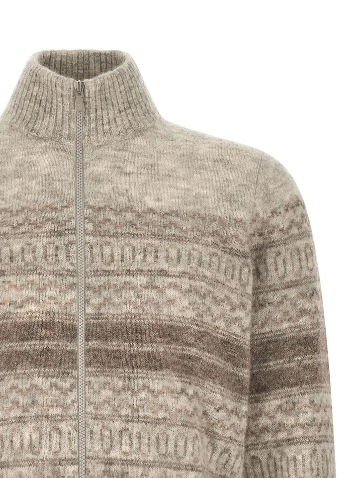 Brunello Cucinelli Sample Sale | Brunello Cucinelli Beige Alpaca Leather Cardigan - | Designer outlet