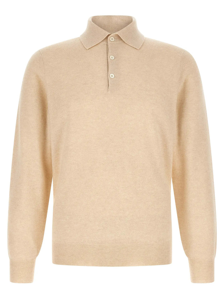 Brunello Cucinelli Sample Sale | Brunello Cucinelli Beige Cashmere Polo Shirt - | Designer outlet