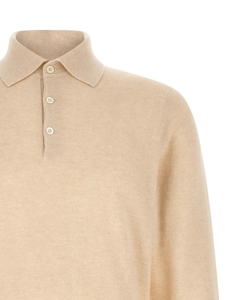 Brunello Cucinelli Sample Sale | Brunello Cucinelli Beige Cashmere Polo Shirt - | Designer outlet