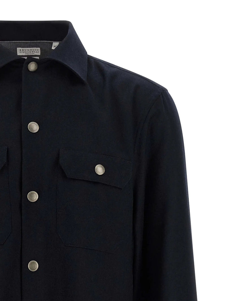 Brunello Cucinelli Sample Sale | Brunello Cucinelli Blue Virgin Wool Blouse - | Designer outlet