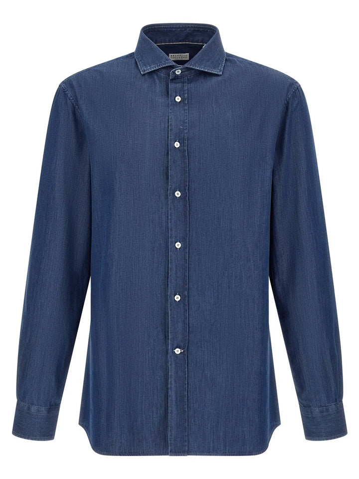 Brunello Cucinelli Sample Sale | Brunello Cucinelli Blue Cotton Blouse - | Designer outlet
