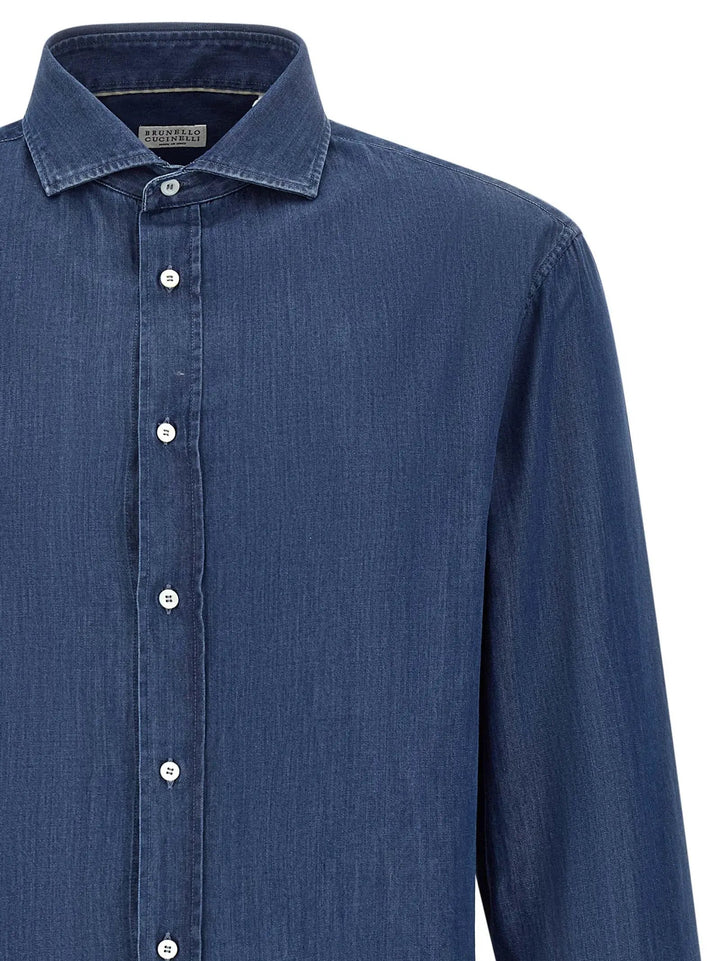 Brunello Cucinelli Sample Sale | Brunello Cucinelli Blue Cotton Blouse - | Designer outlet