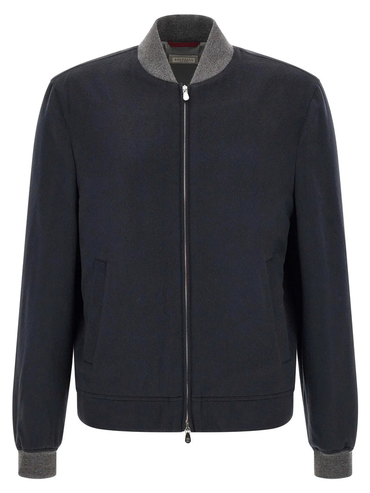 Brunello Cucinelli Sample Sale | Brunello Cucinelli Blue Cashmere Bomber - | Designer outlet