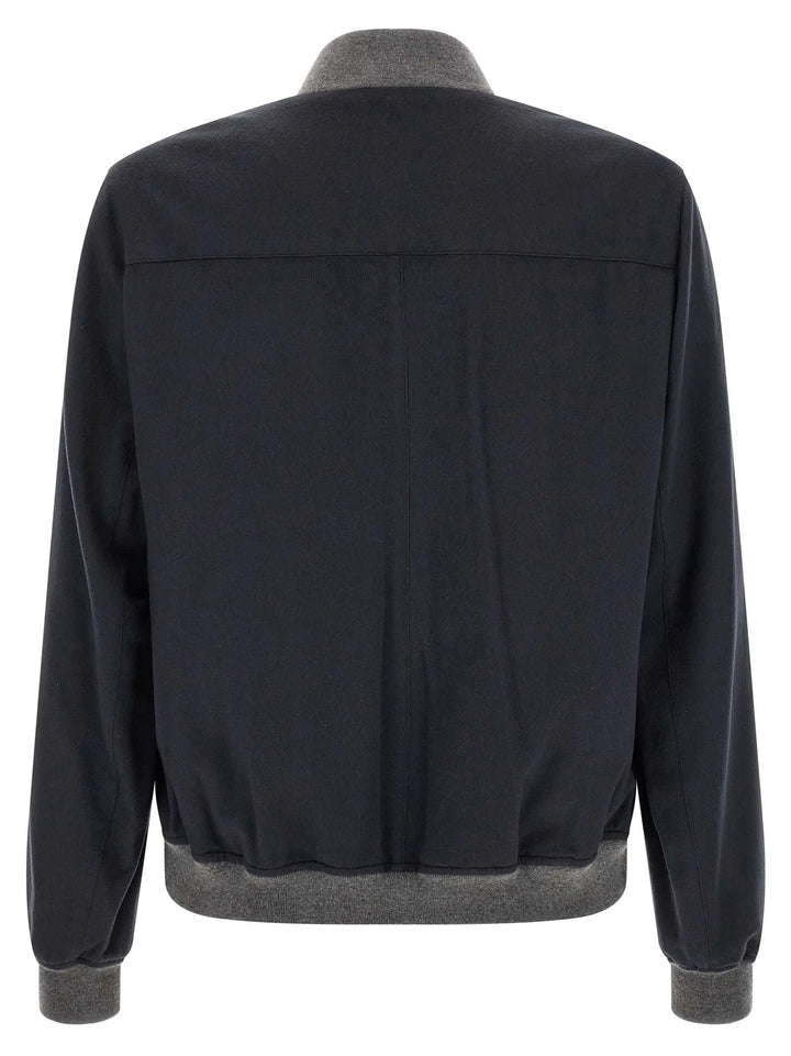 Brunello Cucinelli Sample Sale | Brunello Cucinelli Blue Cashmere Bomber - | Designer outlet