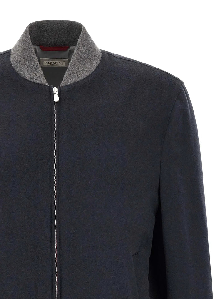 Brunello Cucinelli Sample Sale | Brunello Cucinelli Blue Cashmere Bomber - | Designer outlet