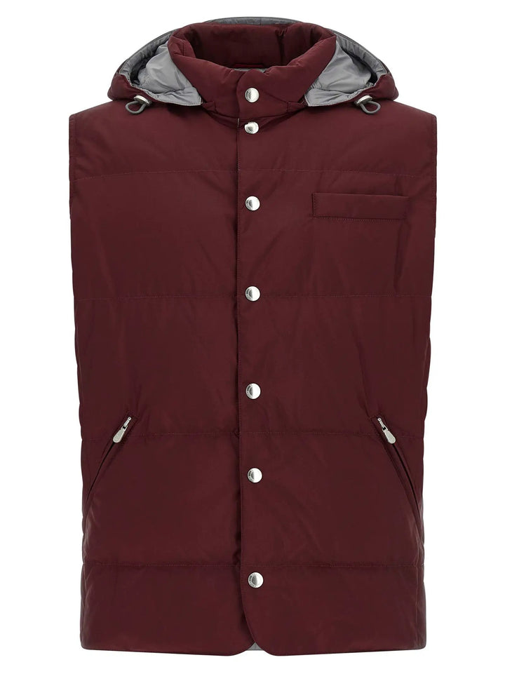 Brunello Cucinelli Sample Sale | Brunello Cucinelli Bordeaux Polyester Sleeveless Jacket - | Designer outlet