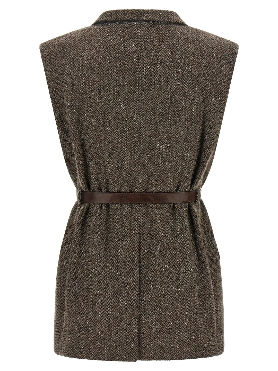 Brunello Cucinelli Sample Sale | Brunello Cucinelli Brown Virgin Wool Sleeveless Jacket - | Designer outlet