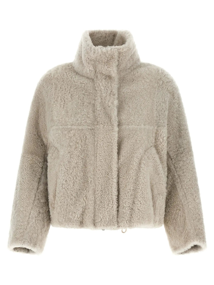 Brunello Cucinelli Sample Sale | Brunello Cucinelli Beige Lamb Leather Full-Length Jacket - | Designer outlet