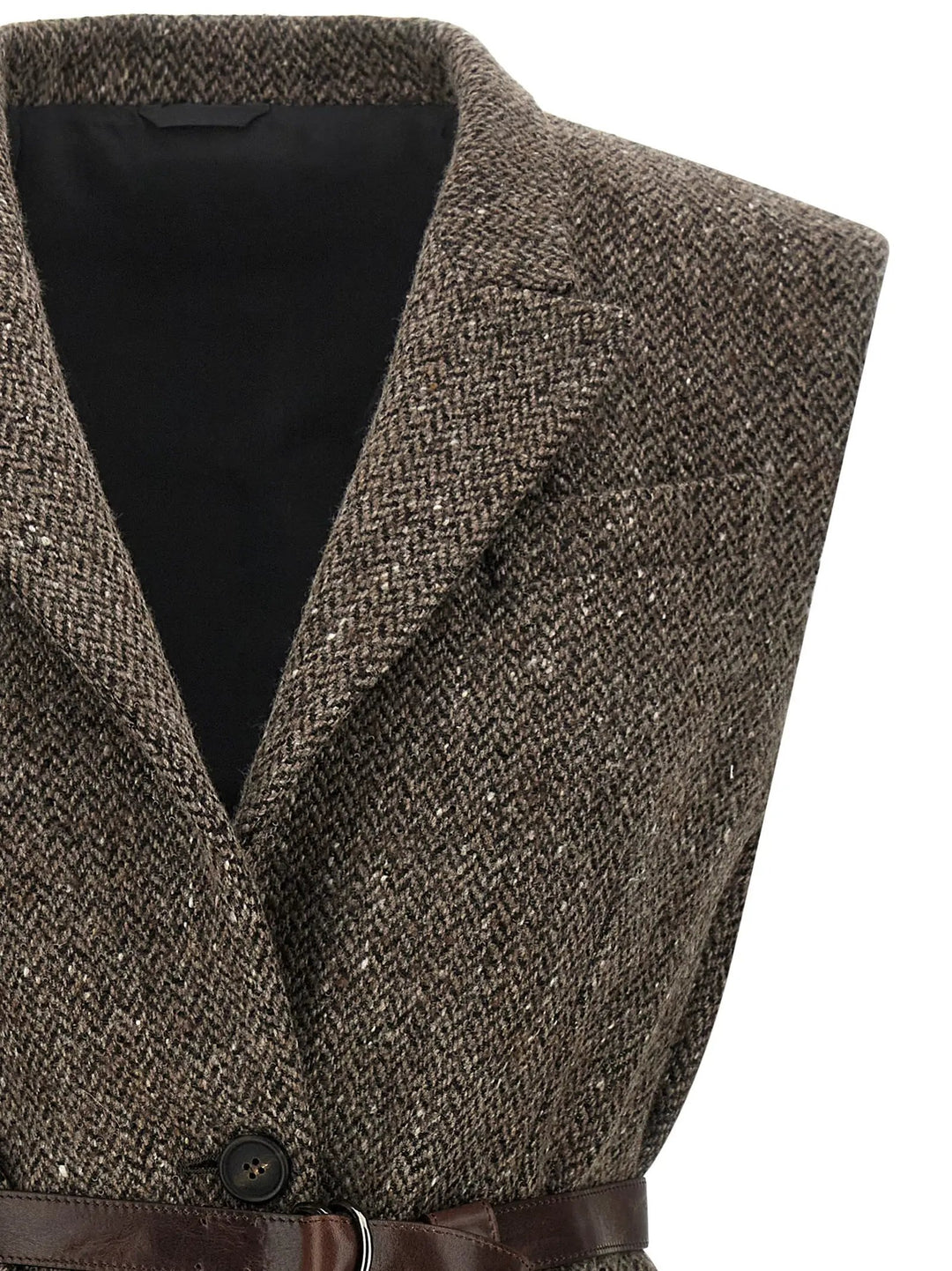 Brunello Cucinelli Sample Sale | Brunello Cucinelli Brown Virgin Wool Sleeveless Jacket - | Designer outlet