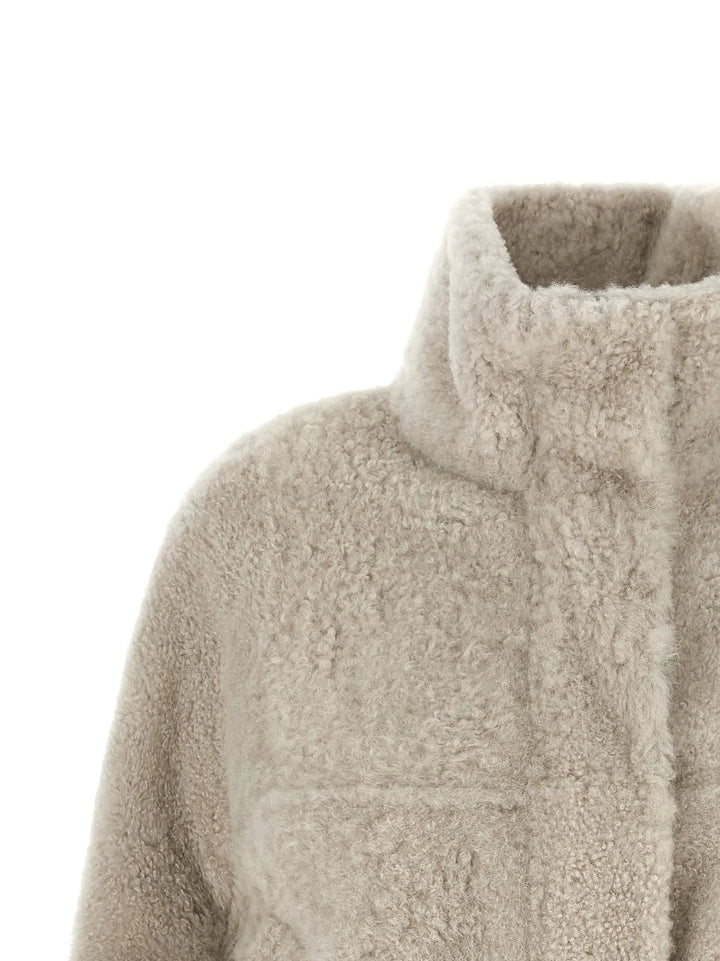 Brunello Cucinelli Sample Sale | Brunello Cucinelli Beige Lamb Leather Full-Length Jacket - | Designer outlet